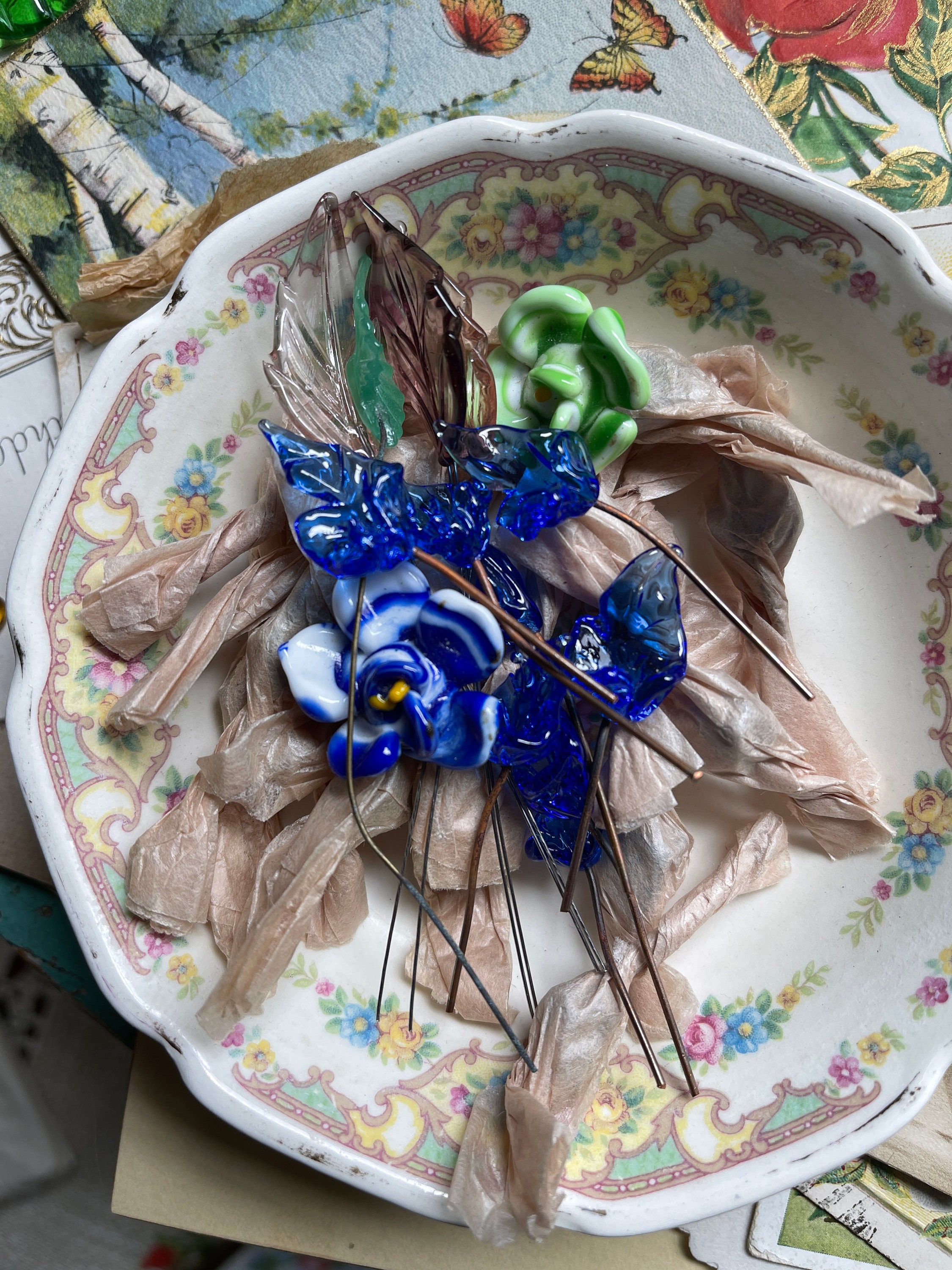 Vintage Japanese Glass Flower Stamens, Tiara - Etsy