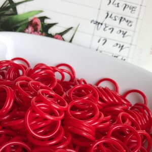 Cherry Red Beads,Retro Ring Beads,Round Circle Beads,Rings Loops