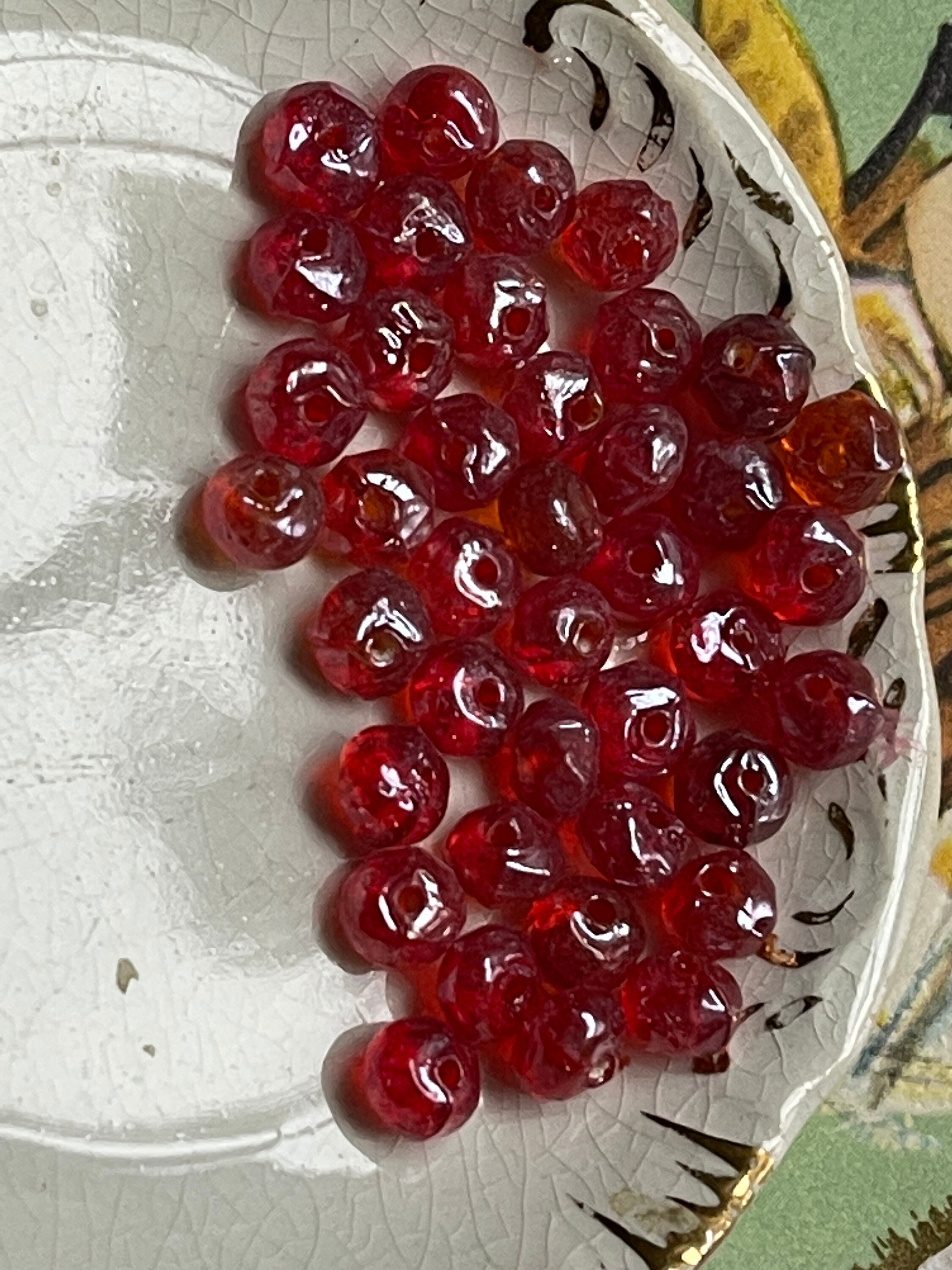 Lot De 25 Perles En Verre Vintage - Forme Cube - Couleur Rose Pêche Irrégulières - Pour Création Bijoux Ou Déco