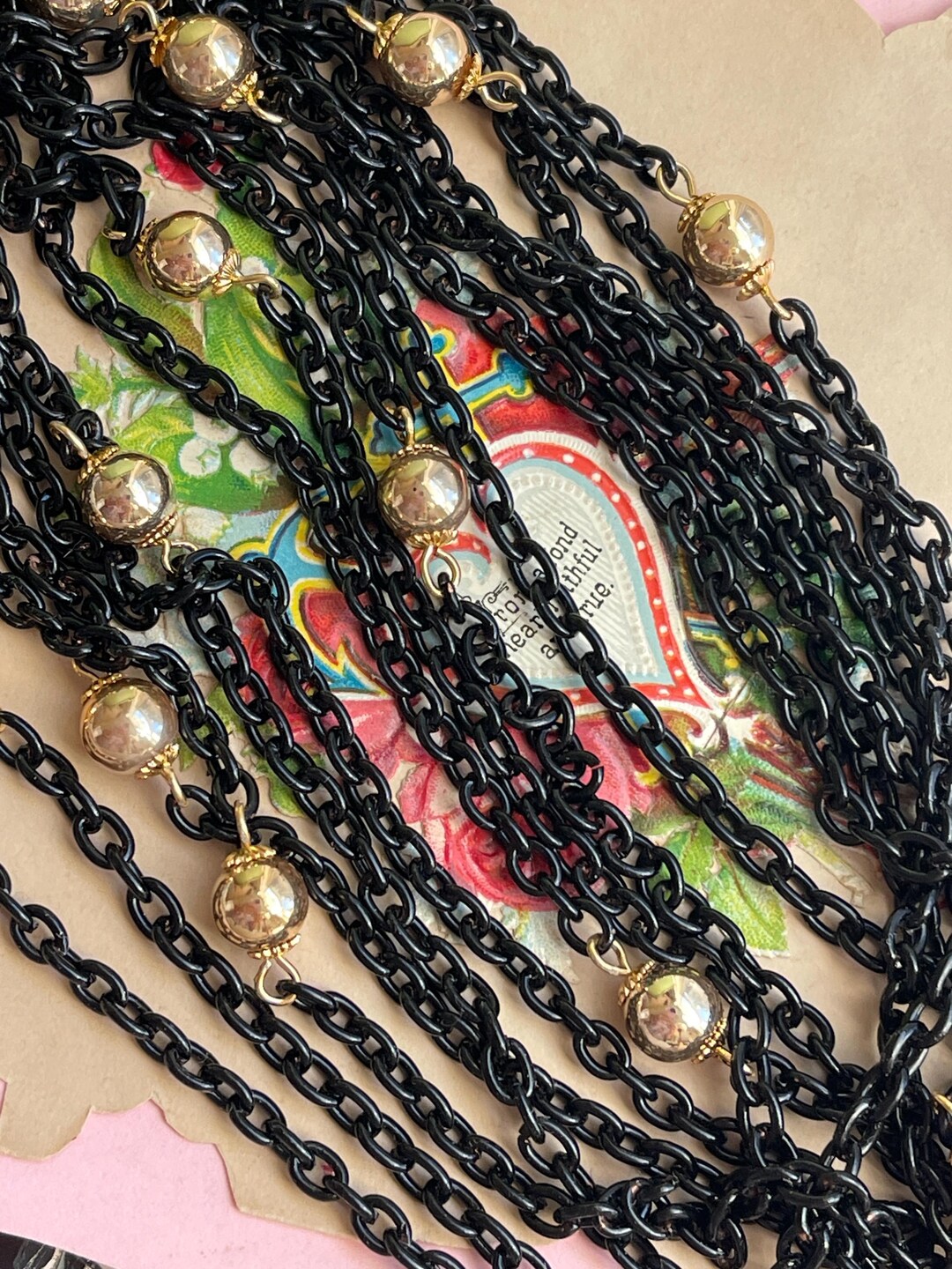 ブラックネックレスチェーン、重ね付けチェーン、ジュエリー用品