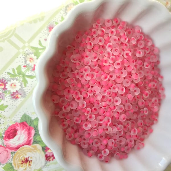 Vintage Czech Beads, Shabby chic beads, 3/2mm beads, Pink glass beads, vintage glass beads,tiny beads