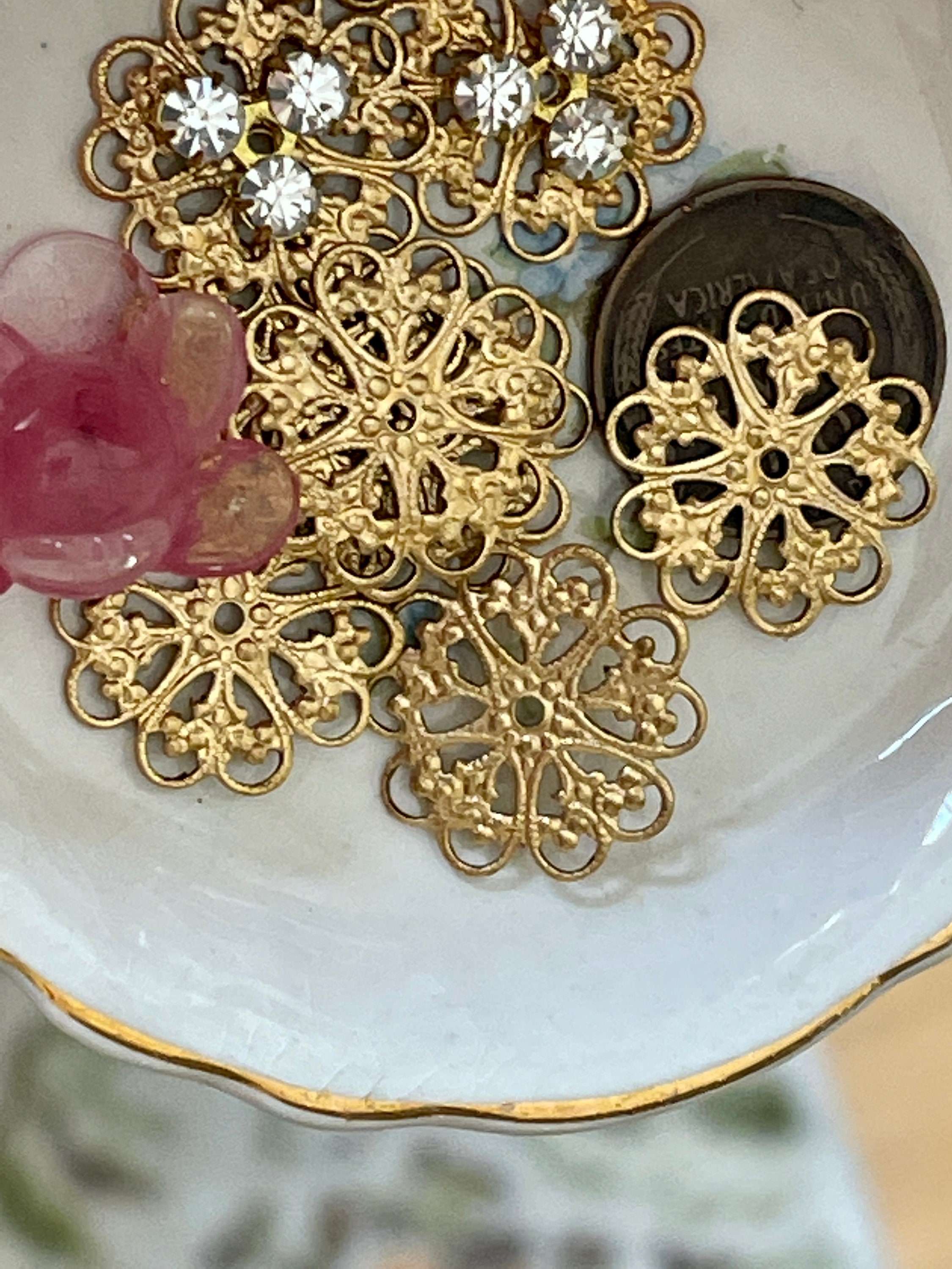 Miriam Haskell Jewelry Findings, Brass Stamping Connectors 