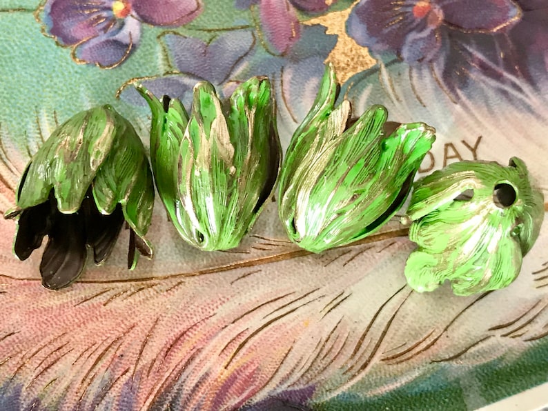 Bead Caps Vintaj Leaf Petal Artsy Blossom Large 22mm Antiqued OX Etched #1412