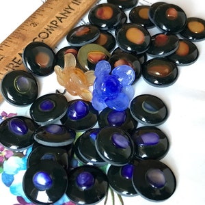 Vintage 16mm Cabochons, Blue Lucite cabochons, Mother of pearl look, 16mm cabochons, Jewelry supplies, DIY Jewelry making, Castlecore