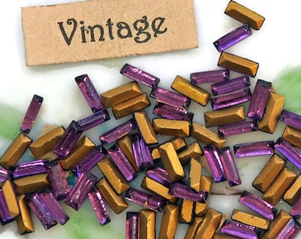 Pedrería ultravioleta, piedras baguette, Pedrería antigua Baguettes Amatista 5x2mm Francia Vintage Tiny Purple (82GS)