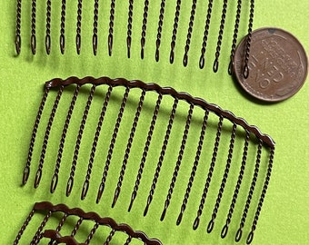 ヴィンテージコーム ヘアエナメルブラウンメタルワイヤーコーム、日本製ヘアアクセサリー、ビクトリア朝の細い髪用コーム、キャッスルコアヘア