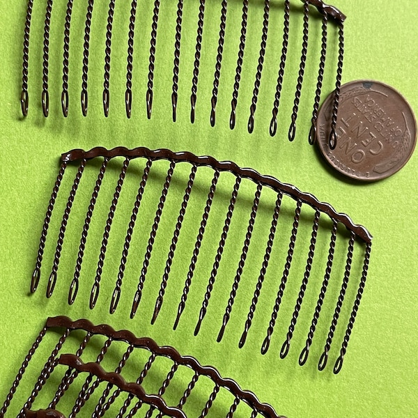 peignes vintage Hair Email Brown Metal Wire Comb, accessoires pour cheveux japonais, peignes victoriens, NOS, peignes en vrac, Vintagerosefindings