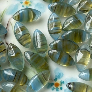5x10 Glass Navettes, VINTAGE, 8pcs