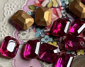 8x10, Vintage Fuchsia Swarovski Octagon, 8pcs, Rubinite