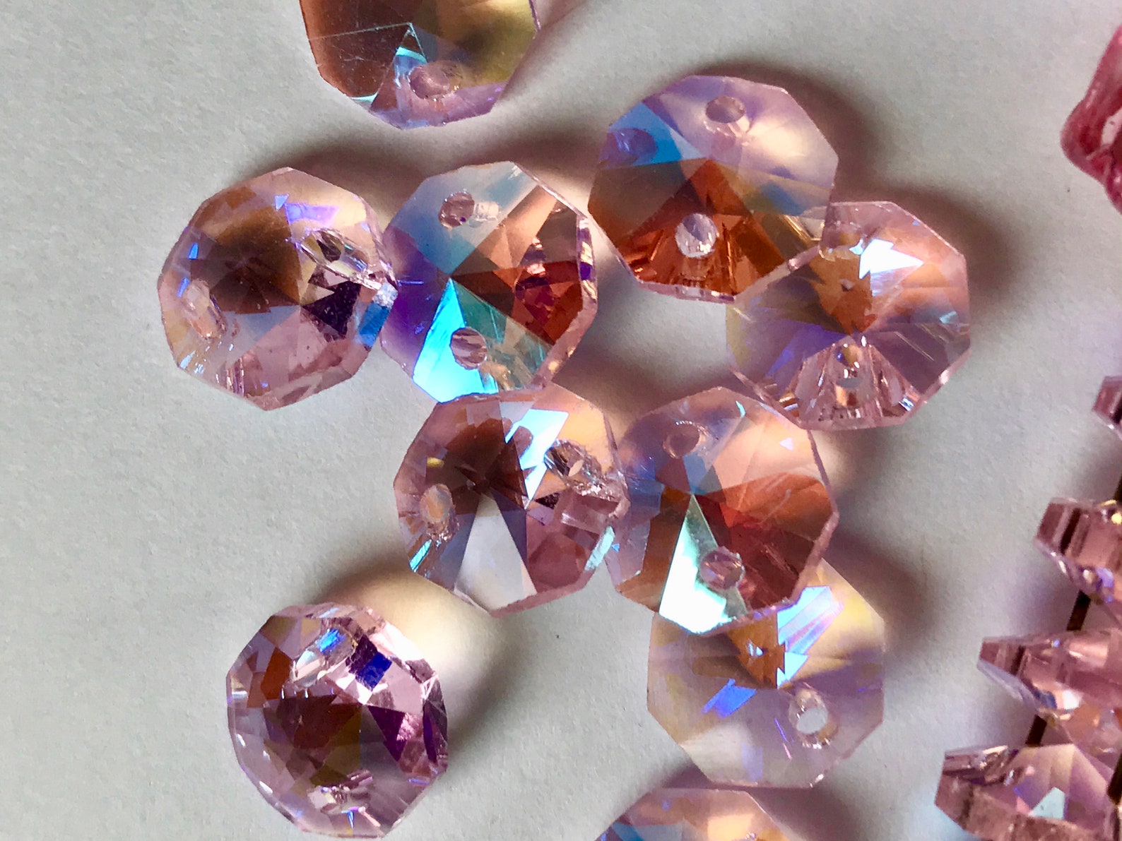 Vintage Swarovski Rosaline Octagon Beads Glass Chandelier | Etsy