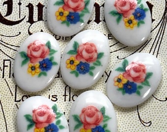 Grand Cabochon Ancien En Porcelaine De Limoges 60x51 Mm - Vintage, Très Bon état, Occasion
