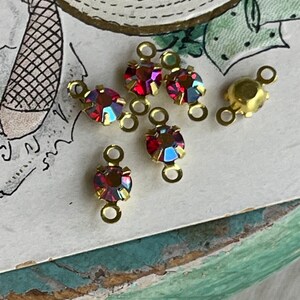 Ruby AB Swarovski Connectors, 6pcs, 5mm