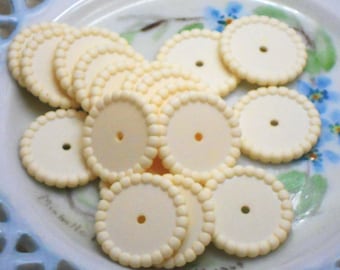 24 Vintage Cream Acrylic 3x14mm. Round Disc Spacer Beads 6160