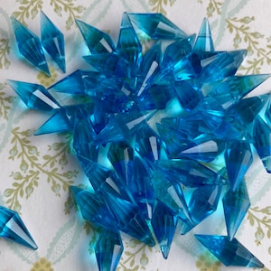 Vintage PRISM Drops, Azure drops, 20mm, Azure beads, Sapphire Glass Beads, Faceted Glass drops, Rare Glass Beads, Cottagecore, image 5