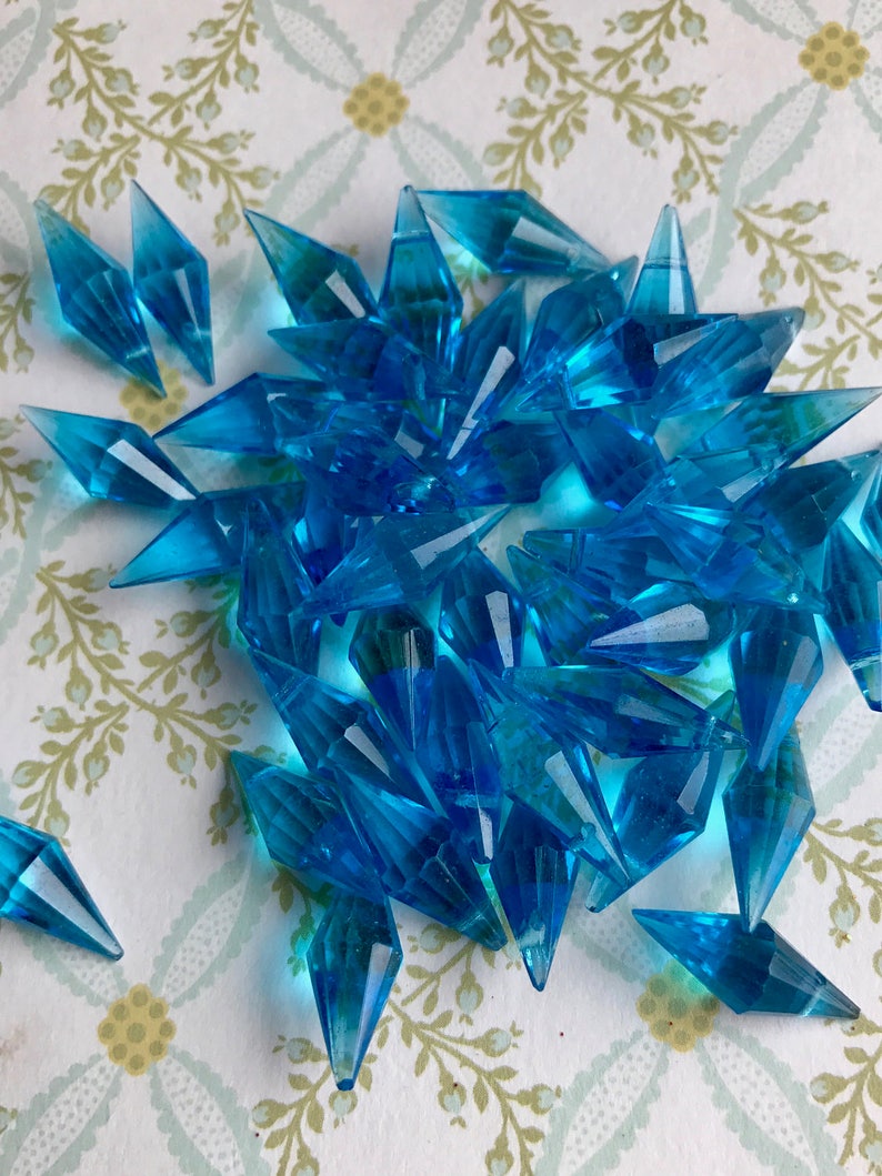 Vintage PRISM Drops, Azure drops, 20mm, Azure beads, Sapphire Glass Beads, Faceted Glass drops, Rare Glass Beads, Cottagecore, image 5
