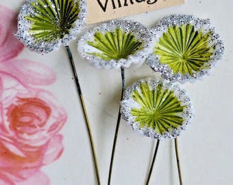 Vintage Stamens, Glass Flower Stems Stem Headpins Stamen