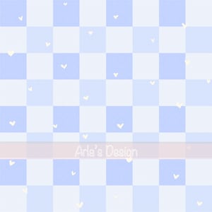 May include: A light blue and white checkered pattern with small yellow hearts scattered throughout. The text "Arla's Design" is displayed across the center of the image in a pink banner.