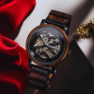 Custom Watch | Unique Gift for Him | Anniversary Present | Automatic Timepiece | Wooden Wristwatch | Personalized Wooden Men&#39;s Watch
