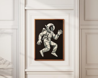 Geometric Astronaut Print: Modern Abstract Space Art