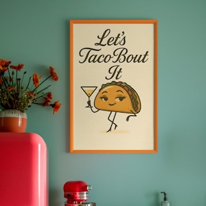 Funny Taco Art Print: Retro Martini Kitchen Decor
