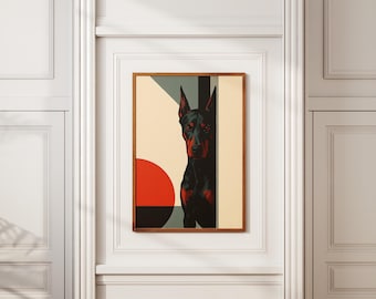 Doberman Art Print: Minimalist Geometric Dog Portrait