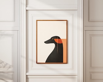 Greyhound Wall Art Print, Scandinavian Geometric Dog Poster, Modern Neutral Animal Decor, Sighthound Art