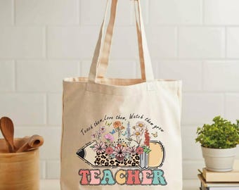 Cute Teacher Tote Bag, Teacher Appreciation Gift, School Tote Bag, Back to School Totes, Gift for Teachers, School Gift Totes
