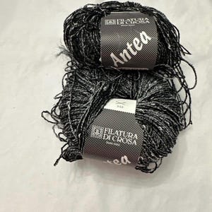 Vintage Filatura Di Crosa Knitting Yarn Antea Black 2 Balls