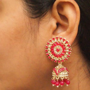 Big Kundan Gold Jhumka, Indian Jewelry, Crystal Jhumka, Chandelier Jhumka, Bridal Jhumka, Partywear Earrings, Jadau Jhumka, Punjabi Jhumka