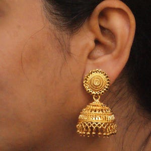 Big Gold Plated Jhumka, Indian Jewelry, Punjabi Jhumka, Bridal Jhumka, Party Wear, Bollywood Earrings, Statement Jhumka Earrings STYLS3