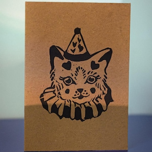 Carte petit chat clown