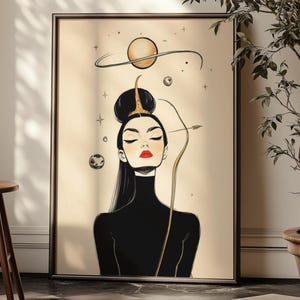 Sagittarius Art Print: Celestial Zodiac Archer Illustration (Digital Download