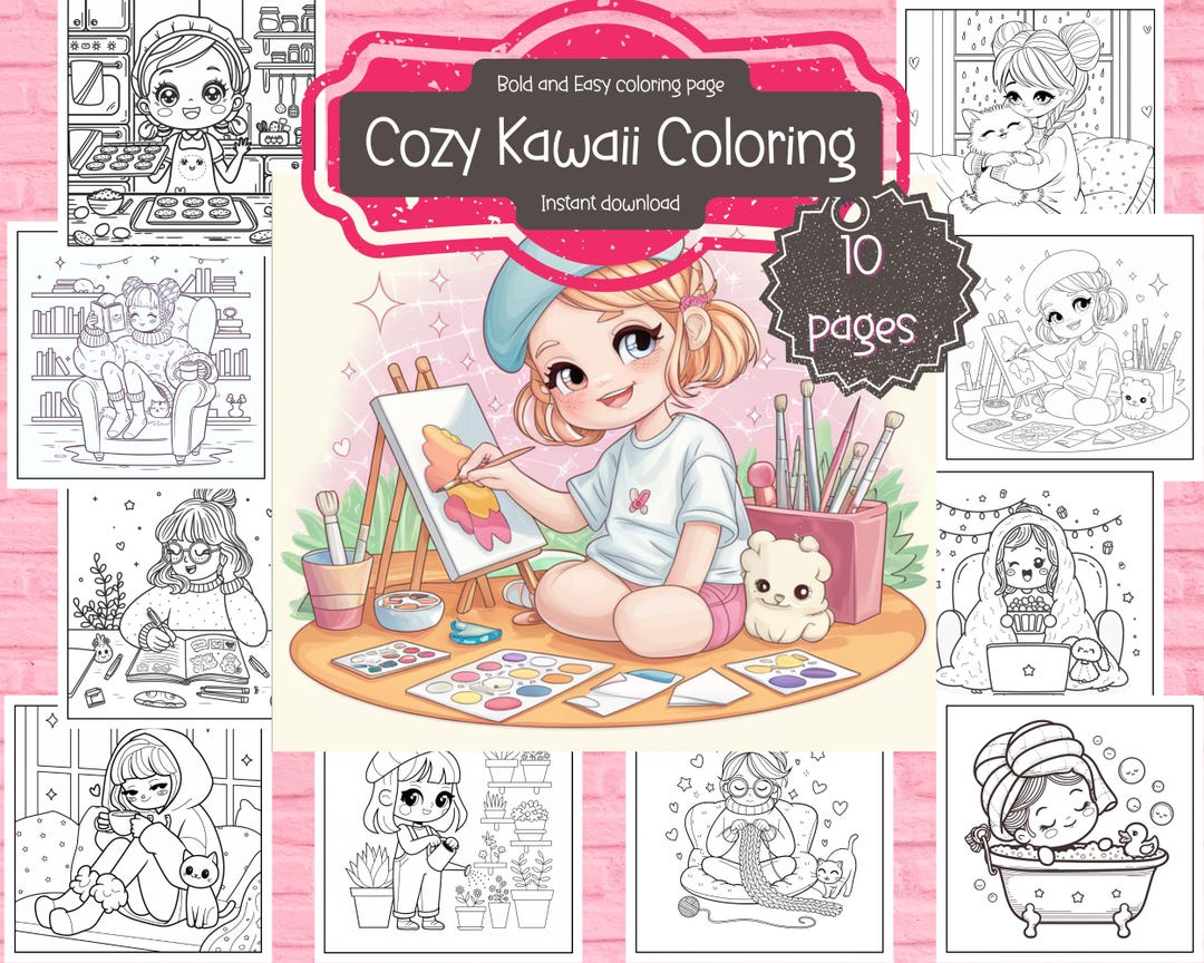 Cozy Girly Coloring Pages | 10 Printable Coloring Pages | Cozy Season ...