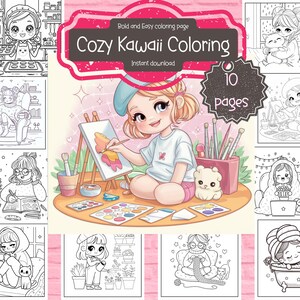 Cozy Girly Coloring Pages | 10 Printable Coloring Pages | Cozy Season Coloring | Cute Girl Coloring | Kawaii Color Page | INSTANT DOWNLOAD