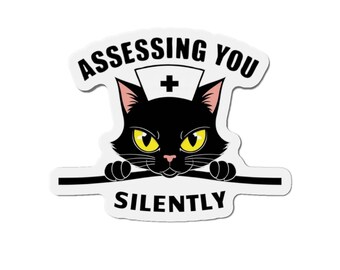 funny nurse magnet assessing you silently cat magnet dark humor nurse gift healthcare worker decor