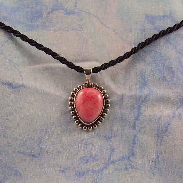 Rhodocrosite and Sterling Silver Pendant