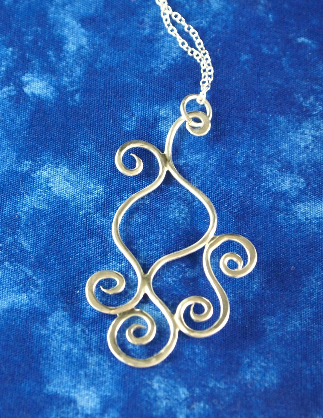 Sterling Silver Scroll Pendant and Chain - Etsy