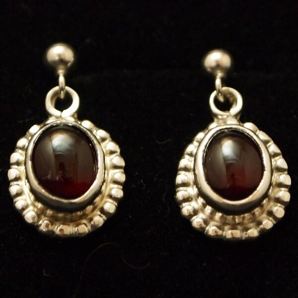 Garnet  Drop Earrings in Sterling Silver