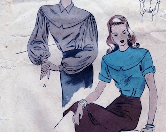 1940s Vintage Vogue Blouse Pattern #5665