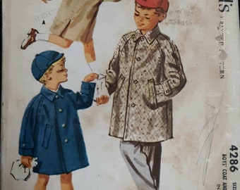 Vintage McCall's 1957 Boys Sz 2 Coat & Hat Pattern #4286