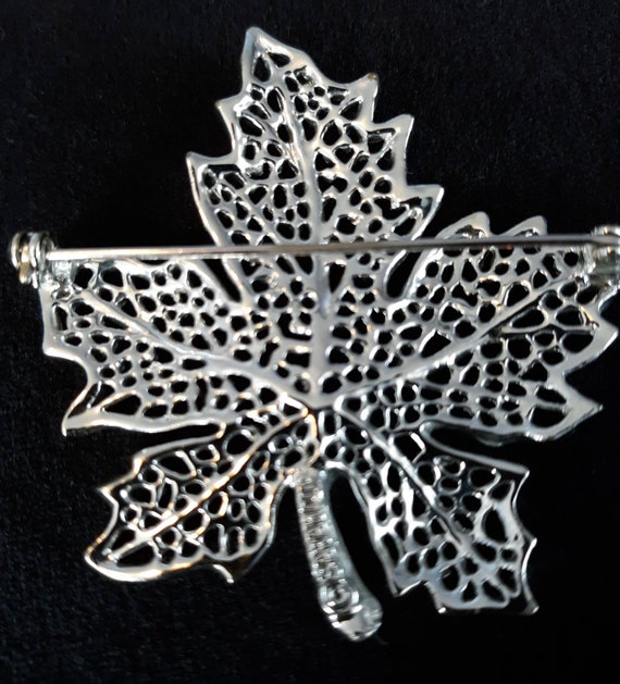 Vintage Silver Maple Leaf Pin Brooch Sarah Covent… - image 3