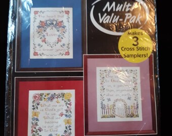 Vintage Bucilla Printed Cross Stitch Sampler Kit