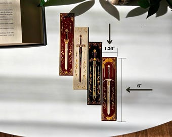 Elven Blades Fantasy-Inspired 3D Textured Sword Bookmarks Lord of The Rings, Court of Thorns and Roses, Folk of the Air Inspired Set of 4