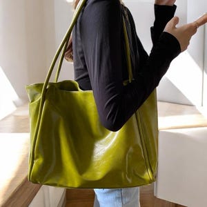 Grand sac à bandoulière vert vintage pour femme - Cuir PU souple, design élégant et simple, sac à main polyvalent polyvalent pour un usage quotidien