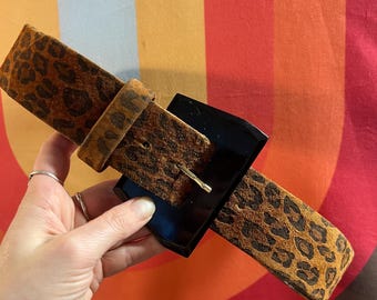 CHEETAH Print Metallic Leather Waist Belt.large Metal Buckle  display picture 1