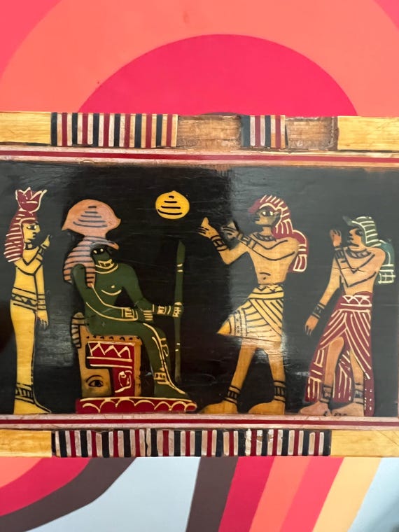 Vintage handmade ancient Egyptian carved wooden j… - image 2