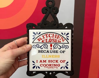 Vintage mid century Kitchen Closed kitsch metal tile wall decor