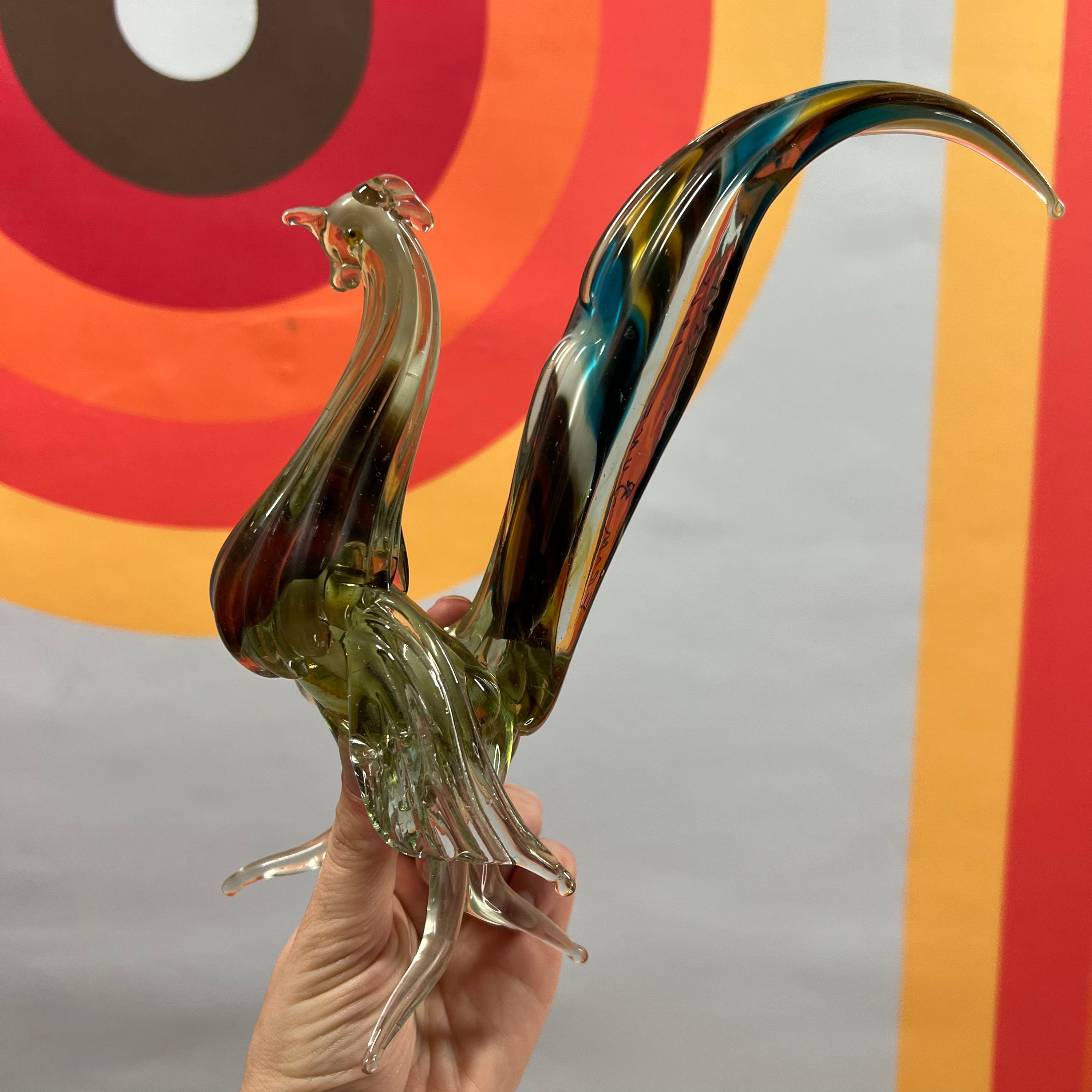 A show of hands William McCoy ガラス オブジェ Vintage 60s Large Cristales De Chihuahua Handblown Glass Rooster