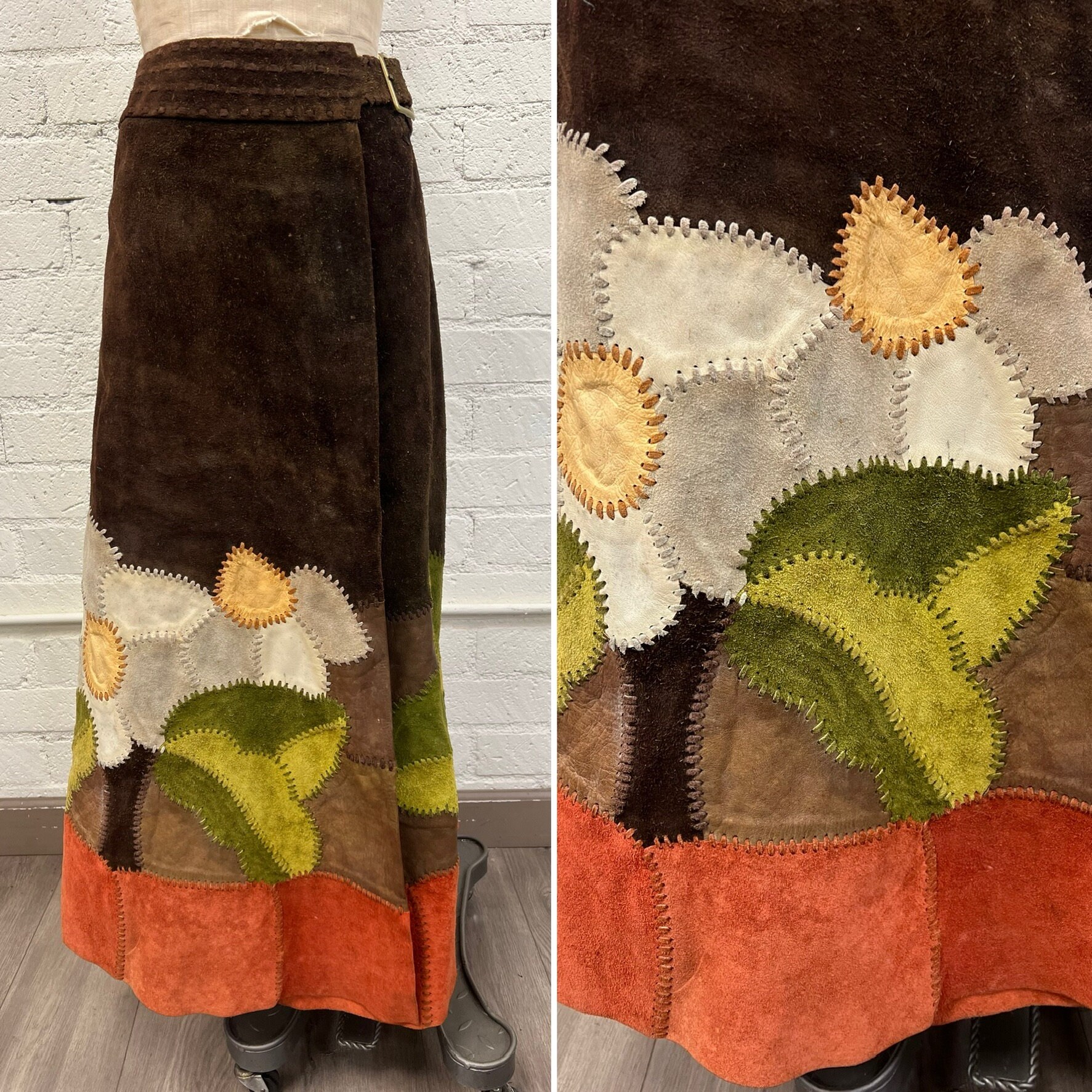 Brown suede skirt quilt hot sale