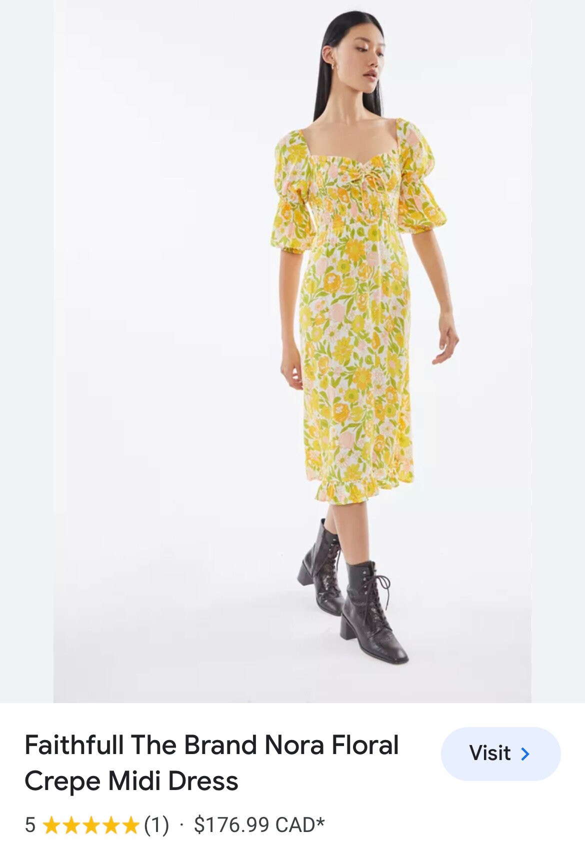 Faithful the Brand Nora Yellow 60s Flower Pouf Sleeve Midi Dress S M - Etsy